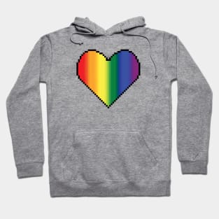 inclusive Pride LGBTQ Rainbow flag heart pixel art Hoodie